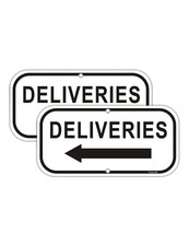 Deliveries With Arrow Left Sign 2pack Deliveries Signs 12"x6" .040 Reflective