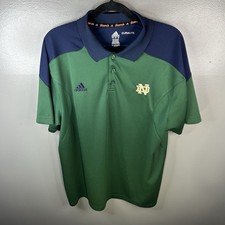 Adidas Notre Dame Fighting Irish Climalite Blue Green Golf Polo Shirt Size Large