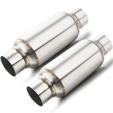 2.5" Inlet 2.5" Outlet Universal Performance Exhaust Mufflers Resonator SS