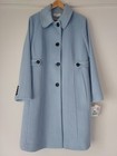 Anne Klein Size 16 Women's Glacial Blue Wool Mid-Length Dress Coat
