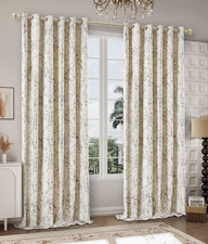 Thick Crushed Velvet Curtains Pair of Fully Lined Eyelet Ring Top Ready Made