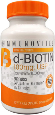 High Dose Biotin (As D-Biotin, USP) 100Mg (Equivalent to 100,000Mcg) 90 Capsules