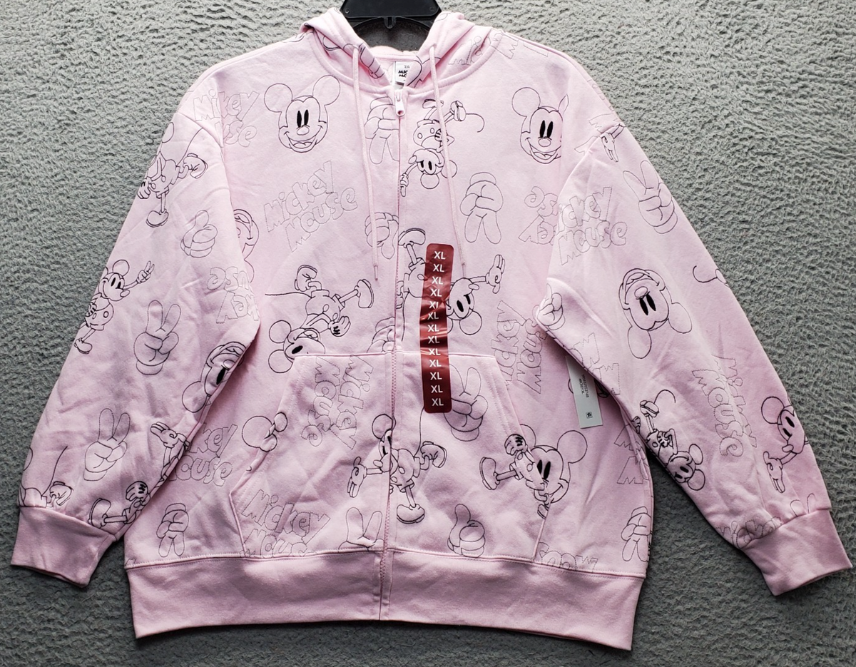 Disney Mickey Mouse Hoodie Womens XL Multi All Over Print Long