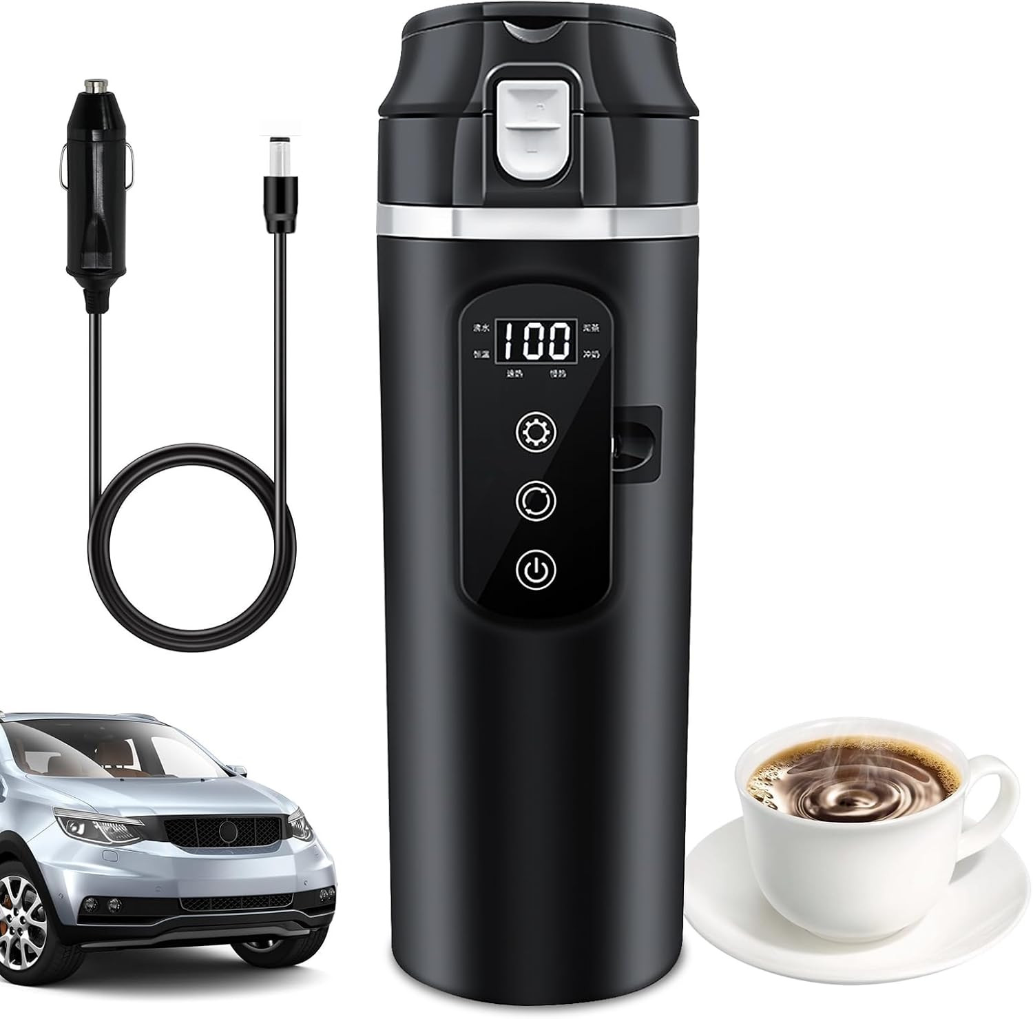 Bollitore Elettrico Portatile Per Auto Da 1000ml 24V Con Presa Accendisigari - Riscalda Acqua Per Tè, Caffè E Noodles In Viaggio, Spegnimento Automatico