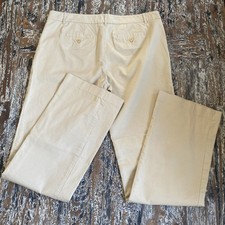 Tory Burch Khaki Pants Tan Camel Sz 12 Long Stretch Business Wide Leg Tall YKK