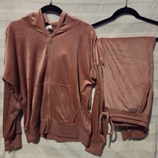 Felina Ladies' 2 Piece Velour Hoodie Jogger Set Lot Of 2 Pink/Black Size M