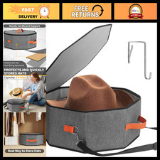 Cowboy Hat Storage Box with Door Hook, Hardboard Organizer for Travel - Grey