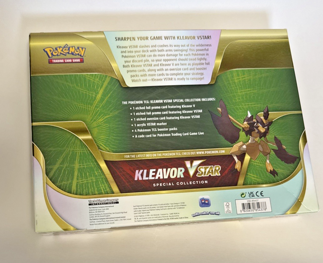 Pokmon TCG Kleavor VSTAR Special Collection Box New/Factory Sealed Damaged  Box