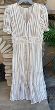 Ulla Johnson Zaria Metallic Stripe Midi Dress, Size 6
