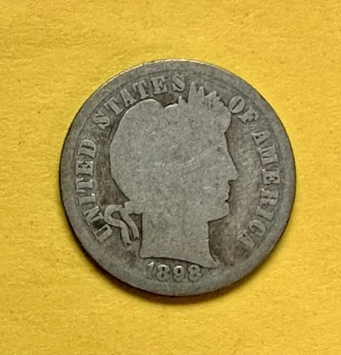 1898-S Barber Dime. 90% Silver. Good Condition. Charity Auction/Animal Shelter￼￼