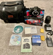 Canon EOS Rebel T1i 15.1MP Digital SLR Camera Bundle In Box W/28-80mm Lens & Bag