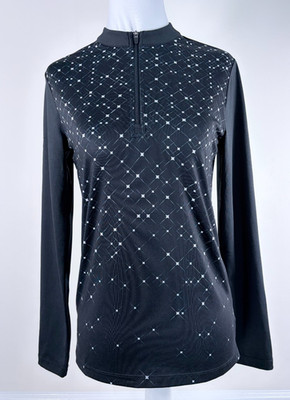 Levelwear Women s 1/4 Zip Pullover Black Stars Long Sleeve NWoT Golf Active P-XS