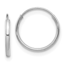 14k White Gold Endless Round Hoop Earrings L 12mm, W 12mm