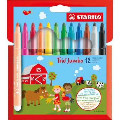 Stabilo Fasermaler Trio Jumbo 3mm sort 12St