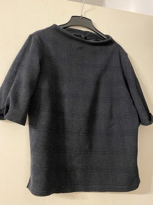 OPUS Damen T-Shirt kariert grau 3/4 Ärmel Gr. 40 Rundhals Jersey Basic