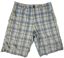 American Eagle Shorts Mens 32 Blue Plaid Longer Length Preppy Classic Academia