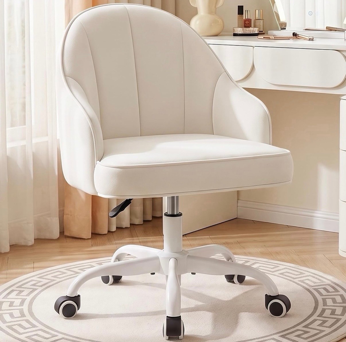 Vanity Chair with Wheels, Velvet Vanity Chair