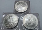 (3) 2005 Silver American Eagle - Lot Of 3 US Coins - Some Toning - 3 Oz .9999