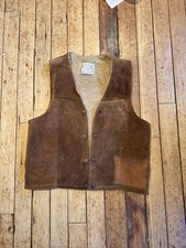 Vintage Shearling Suede Vest Men s Medium