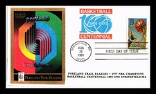 FIRST DAY OF ISSUE COVER CHECKLIST CARD CACHET 1991 BASKETBALL CENTENNIAL