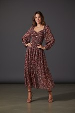 ASTR the Label ARLETTE FLORAL SWEETHEART Long Sleeve Maxi Dress Size M