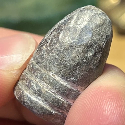 Antique Dropped .58 Caliber Civil War Minie Ball Lead Bullet Artifact Carved