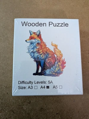 Fox Wooden Shaped Puzzle - Size A4 - New - Image 1 of 2