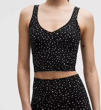 LULULEMON ALIGN TANK TOP A/B CUP HEART SCATTER DOT BLACK 0 2 4 6 8 10 12 14 NWT