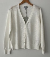 Pure Collection Cotton Linen V Neck Cardigan. Size 12 BNWT