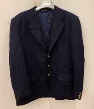 Vintage pure wool gold button classic navy Italian jacket blazer 44R 44L