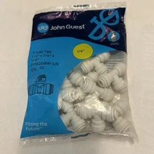 John Guest 1/4” Tube Equal Tee Connector 10-pack, PP0208W-US