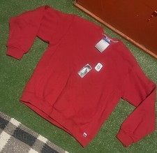 Vintage 90s Russell Athletic Blank Crewneck Sweatshirt Red Large USA NWT