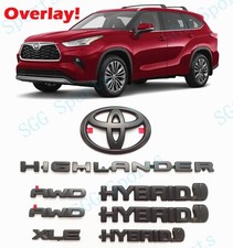 8 PIEZAS Negro Mate HÍBRIDO Highlander AWD XLE LOGO SUPERPOSICIÓN EMBLEMA 2020+ Highlander