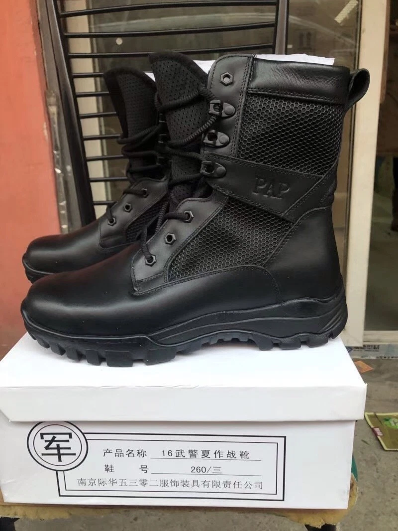 16 s series China Armed Police Force Combat Genuine Leather Boots Summer