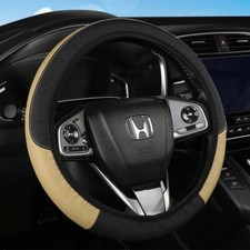 Car Steering Wheel Cover Red Black Leather Anti-slip For 1538cm Carbon Fiber