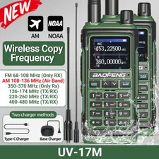 2X Baofeng UV-17M Air Band Walkie Talkie Copy Type-C NOAA Long Range Ham Radios 