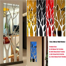 3D Mirror Wall Sticker Removable DIY Tree Art Decal Home Decor Mural Acrylic