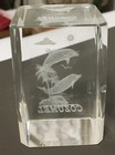 Crystal 3D Cozumel Paperweight With Dolphins Birds Island Trees Clouds and Sun — photo 1