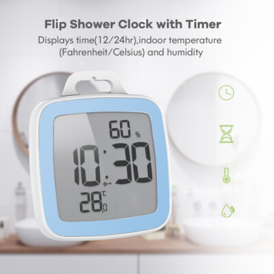 Baldr Shower Clock Waterproof Bathroom Temperature Humidity Instrument Timer 