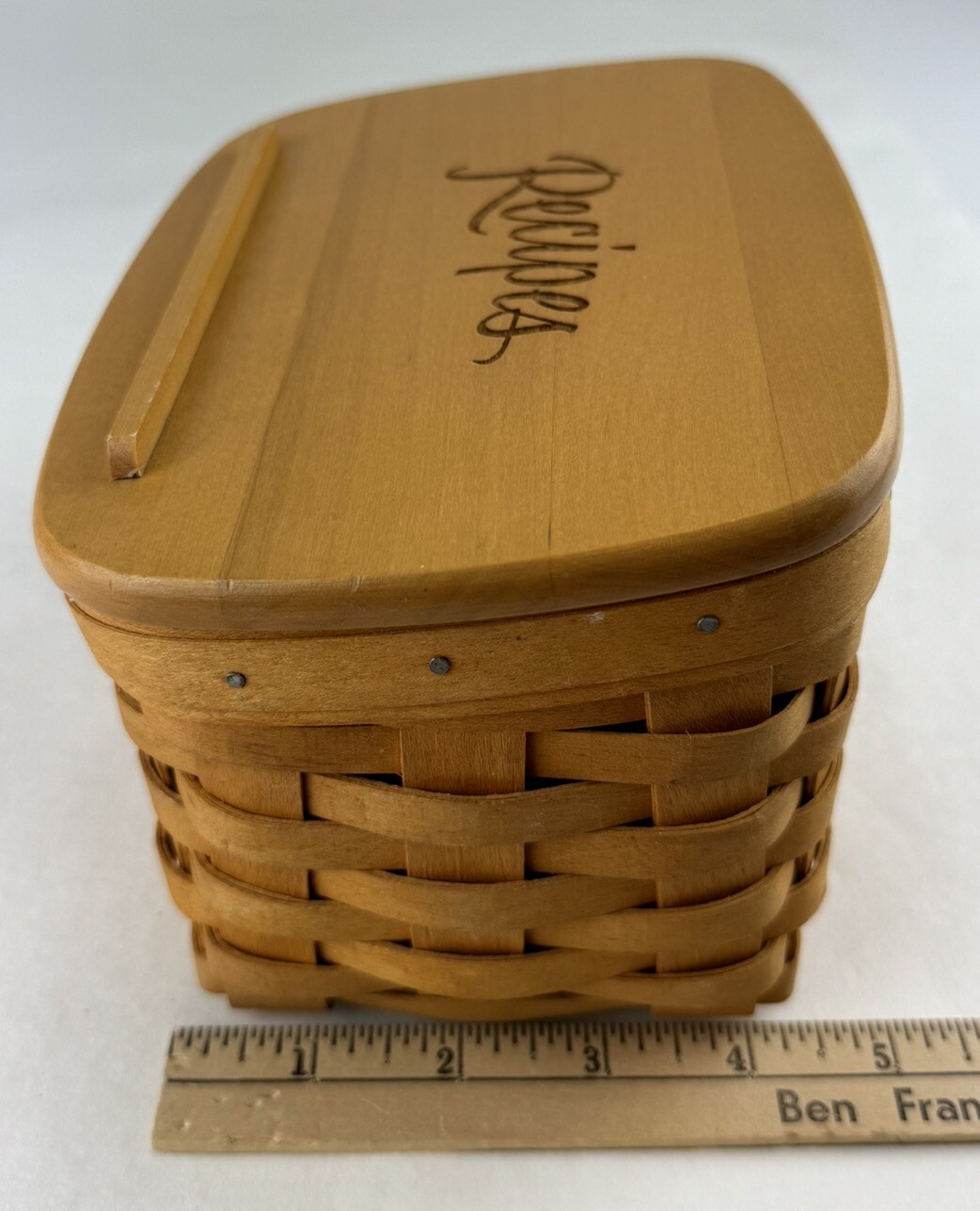 Longaberger Recipe Basket Box With Lid Maple Color Holds 4x6 Cards 2001
