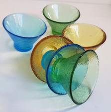 Set Recycle Glas Dessertschale Blau Grün Gelb Mundgeblasen 6 Party Schalen Bunt