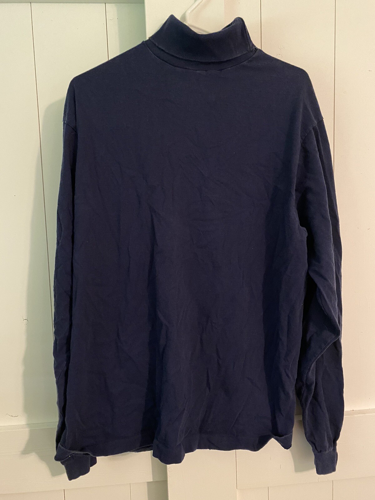 ALTRA Vintage Fruit of the Loom Turtleneck T Shirt Mens XL Blue Single Stitch USA Made