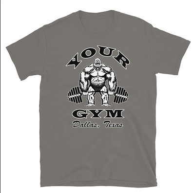 Personalized Home Gym T-Shirt (Gorilla Deadlift) (See description) (Charcoal)