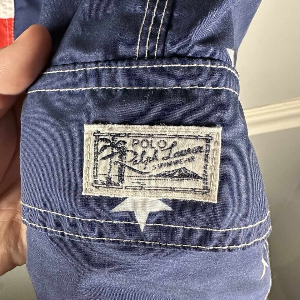 Polo Ralph Lauren Men's XXL USA Flag Print Lined Swim Trunks Bathing