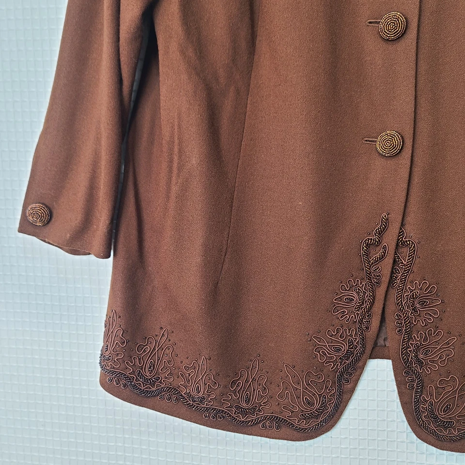 复古 GUC 尺寸 20W Valerie Stevens II 棕色羊毛衬里 2 件晚礼服套装 — 第 4/4 张图片