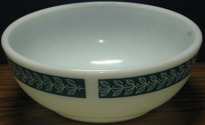 Pyrex Restaurantware Tableware Turquoise Laurel Leaf Cereal Bowl 705-15 - 1970s