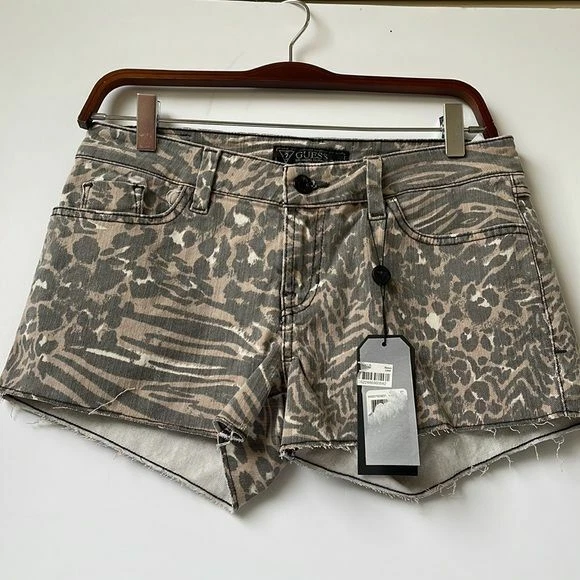 NUEVO CON ETIQUETAS Guess Brittney Pantalón Corto Estampado Leopardo Talla 28 Foto 2 de 4