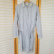 GAP Shirt Dress Long Sleeves Gray Stripe Size Small Tall
