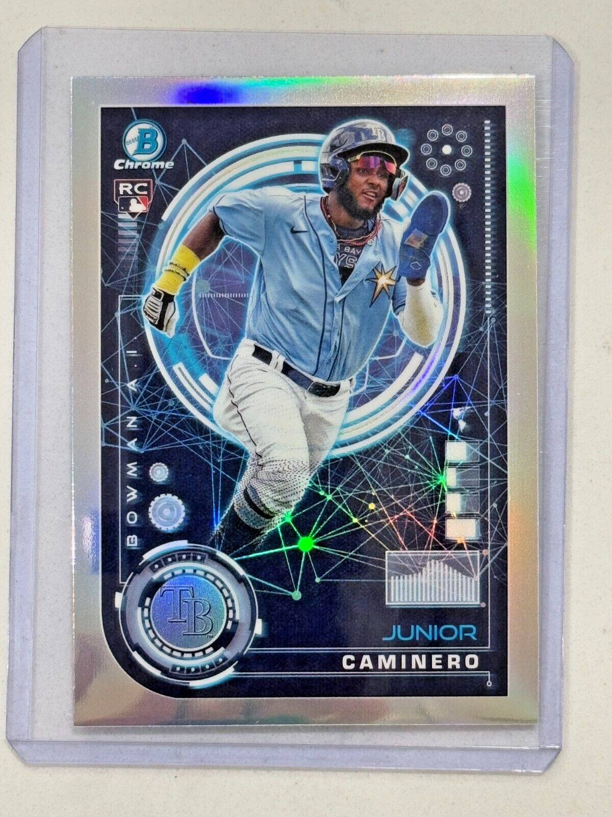 Junior Caminero 2024 Bowman Chrome Rookie AI Refractor Card RC Tampa Bay (g)