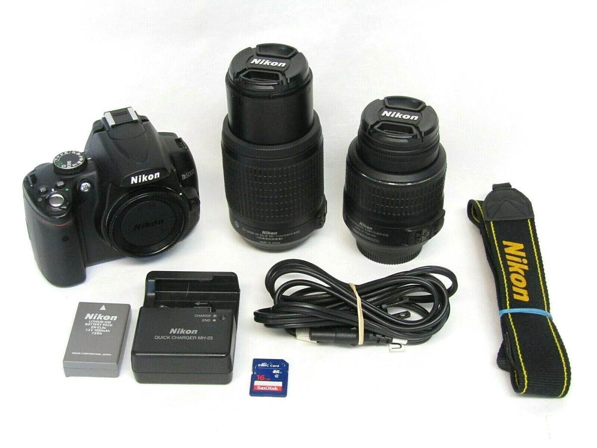 Nikon D5000 Digital SLR Camera w/ 18-55mm VR + 55-200mm Lenses